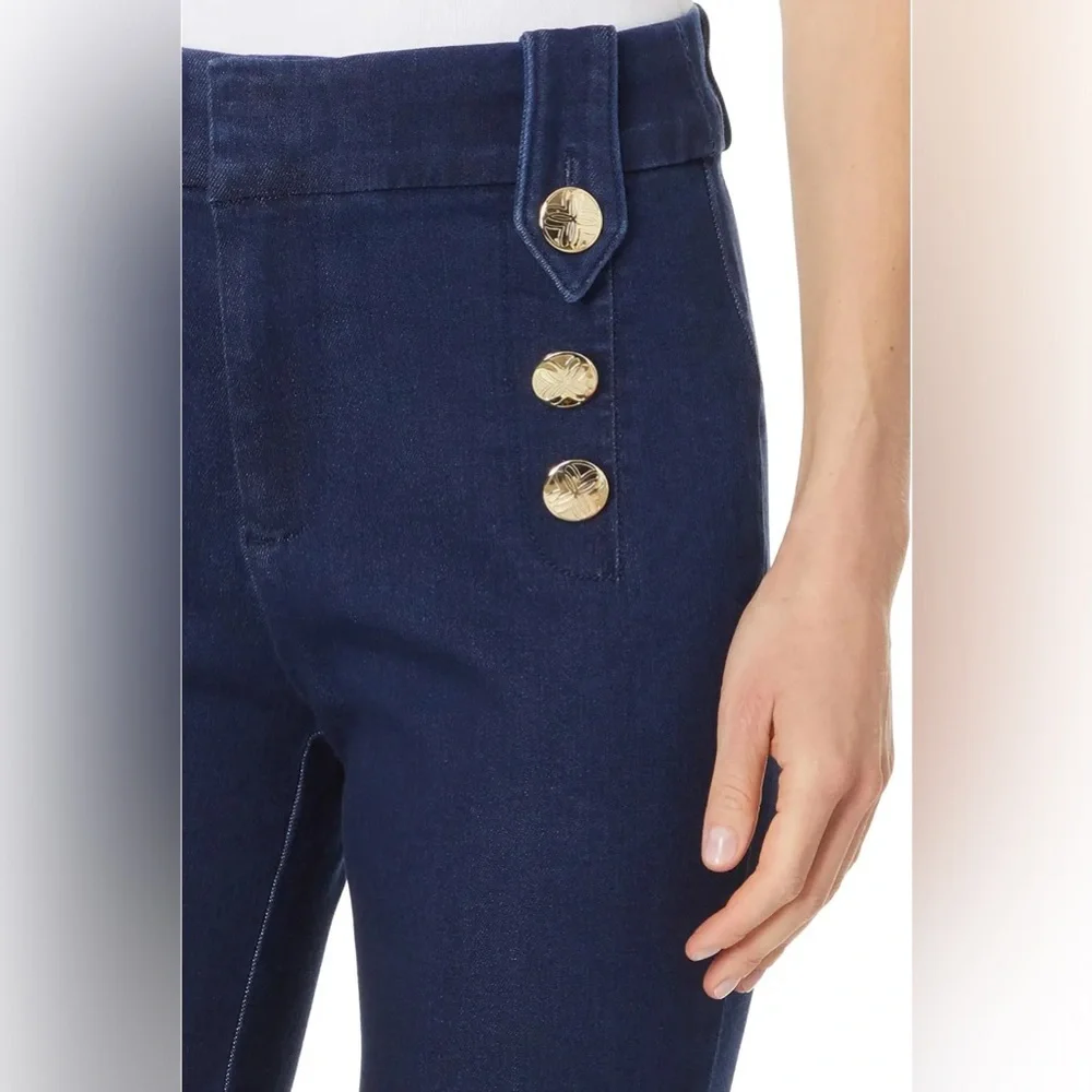 LILLY PULITZER women’s Navy Button-Detail Flare Pants